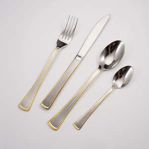 ชุดเครื่องใช้บนโต๊ะอาหารสแตนเลสสีเงินพร้อมดีไซน์ที่เป็นเอกลักษณ์หรูหราทันสมัยสำหรับร้านอาหารงานแต่งงานในบ้าน - Product Image 5