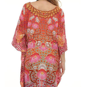 ชุดเดรสคาฟตันพิมพ์ลายชนเผ่าของผู้หญิงชุดเดรสคาฟตันผ้าจอร์เจียน้ำหนักเบาขนาดฟรีไซส์ทรงหลวมมีสไตล์ - Product Image 6