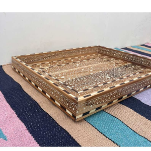 Bone Inlay Decorative Tray Modern Antique Handmade Kitchen Serving Tray - Product Image 4