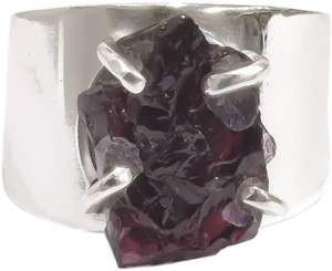 Bague pour femme en argent sterling 925, pierre précieuse grenat naturel, pierre de naissance de janvier, large bande, cadeau de la Saint-Valentin, bijoux faits à la main - Product Image 3