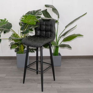 Aster Contemporary High Bar <b>Stool</b> with Iron Legs and Faux Leather <b>Cushion</b> Traditional Design GAK002 Bar Chair Furniture - Product Image 2