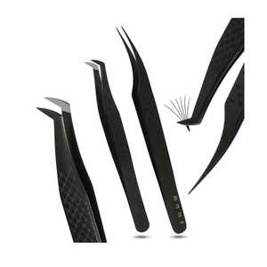 ที่หนีบขนตาสแตนเลสปลายเป็นเส้นใยที่หนีบขนตาแบบมีด้ามจับทรงสลิมสีดำปลายพลาสม่า90องศา10มม. ต่อขนตาต้านแม่เหล็ก - Product Image 6