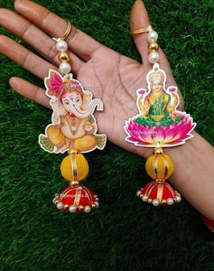 Ganesha en bois tenture murale Ganpati Temple décoration Ganesh Ji et Lakshmi Ji ensemble décor de mariage pendaison de crémaillère cadeau fête faveur - Product Image 2