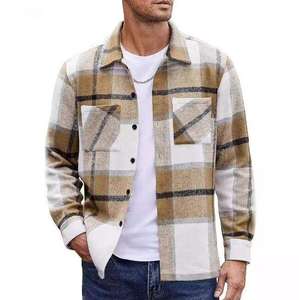 Nueva Camisa de Franela a Cuadros de Alta Gama para Hombre, 100% Algodón, Cálida, Gruesa, de Corte Regular, para Otoño e Invierno - Product Image 1