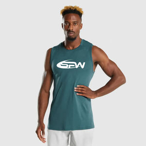 Camiseta sin mangas de poliéster para hombre, tela ligera de secado rápido con sisas anchas, camiseta atlética sin mangas, perfecta para la práctica de la cancha de gimnasio - Product Image 1