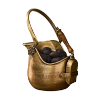 Seau à charbon en métal finition antique en laiton avec poignée Ensemble de cheminée fait main de haute qualité et accessoires Seau à charbon