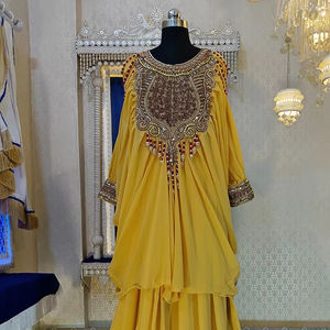 Caftán boda islámico amarillo dorado - Product Image 1