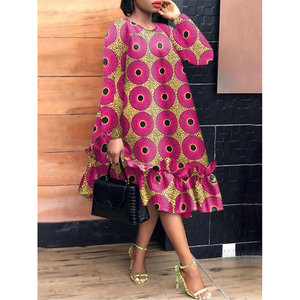 Elegante Abito Midi Taglia Unica Vestibilità Comoda Maniche Regolari Volant Vita Naturale in Poliestere Stile Formale da Ufficio per Autunno/Primavera - Product Image 2