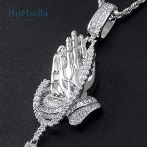 Design de mode Prier Main 925 Argent 18k Or Blanc Plaqué VVS Moissanite Diamant Hip Hop Bijoux Hommes Pendentif - Product Image 1