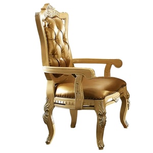 Juego de mesa de comedor moderno de lujo europeo de mediados de siglo, hecho a mano, caoba, elegantes tallas doradas, interiores reales, uso en Hotel, 9 piezas - Product Image 2