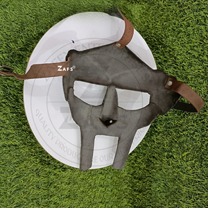 หน้ากากเหล็กอ่อน MF หน้ากากวายร้ายสไตล์โบราณเกราะโลหะหลอมด้วยมือชุบยุคกลางสำหรับงานปาร์ตี้ - Product Image 3