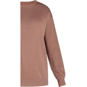 Custom Eco-Friendly Women's Embroidered <b>Fleece</b> Sweatshirt Breathable Windproof Regular Crew Neck 340g Polyester/Cotton <b>Brown</b> OEM - Product Image 5