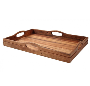Plateau de rangement en bois massif pour chocolat, produits cosmétiques, collations, produits de qualité au design classique - Product Image 4