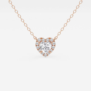 Colgante de Diamante Cultivado en Laboratorio con Halo de 1/2 CTW, Collar de Diamantes en Forma de Corazón Brillante de Oro de 14K, Joyería de Regalo Romántico - Product Image 4