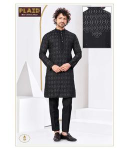 Kurta pour homme en soie douce brodée main pour des cérémonies élégantes - Product Image 1