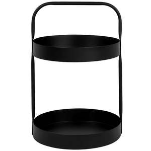 Derniers supports de rangement à deux niveaux en fer noir Corbeille à fruits Ustensiles de cuisine Présentoir de table Support de rangement pour maquillage avec poignée - Product Image 1