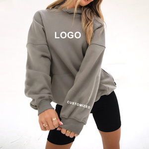 Sweat à capuche surdimensionné en polaire pour femmes avec logo personnalisé Sweat-shirt doux d'hiver pour filles-Coupe ample à capuche à la mode - Product Image 6