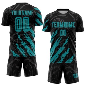 Alta calidad barato sublimación impresión personalizada azul amarillo niños camiseta de fútbol - Product Image 1