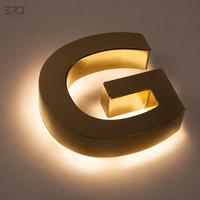 Letrero con Logotipo 3D Retroiluminado de Acero Inoxidable Dorado Personalizado EZD para Salón de Belleza, Oficina, Recepción, Negocio, Letras de Canal LED para Pared