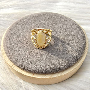 Anillo de latón al por mayor, anillo de banda ajustable de rutile dorado genuino, textura de diseñador, chapado en oro de 18k, anillos de moda para mujer - Product Image 5