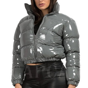 แจ็กเก็ตแบบฟองคุณภาพสูงของผู้หญิงเสื้อครอปไฟเบอร์โพลีเอสเตอร์ปรับแต่ง100% ได้สไตล์ใหม่2024 - Product Image 1