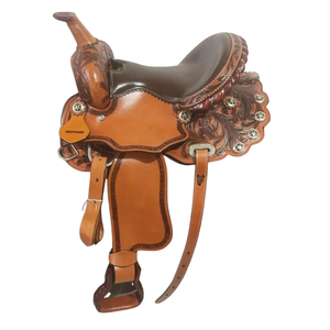 Taille de selle en cuir de cheval de traînée de plaisir de course de baril confortable occidental et coutume de couleur - Product Image 1