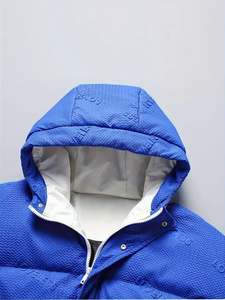 Chaqueta acolchada de burbujas de invierno de alta calidad para hombre, decoración de piel de cuero liso con estampado de capucha, calidez para exteriores de talla grande, superventas - Product Image 3