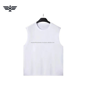 Wholesale Factory Customizable Mens Plain Sleeveless Tank <b>Top</b> Soft Cotton Breathable Sporty Gym Vest Casual Summer Front - Product Image 1
