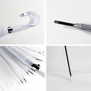 Parapluie droit classique coupe-vent transparent à 12 baleines, ouverture manuelle, en nylon, idéal pour les jours de pluie et les mariages/événements - Product Image 4