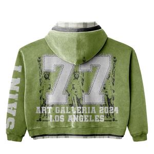 Sudadera con capucha de felpa francesa personalizada para hombre 100% algodón 500gsm sudadera bordada de invierno de peso pesado - Product Image 4