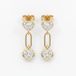Women's 18K Yellow Gold Heart Cut <b>Dangle</b> <b>Earrings</b> Lab <b>Diamond</b> IGI Certified Classic Style Jewelry Everyday Wear F VVS2 Clarity - Product Image 1