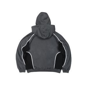 2025 personnaliser Streetwear Double capuche surdimensionné blanc demi fermeture éclair cagoule hommes bases coton mélangé masque facial à capuche pour hommes - Product Image 4