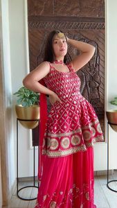 Material para Vestido de Diseñador Sharara, Hermoso Color, Colección de Vestidos de Boutique de Diseñador, Traje Sharara con Kameez Largo 2023 - Product Image 2