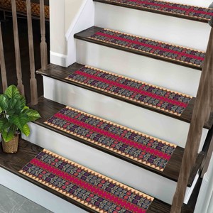 Alfombra estampada con diseño Kilim, patrón floral moderno, fácil de limpiar, alfombra para pasillos. - Product Image 5