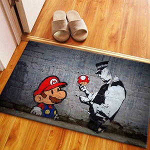 Tapis Mario Graffiti : Tapis antidérapant abstrait imprimé en 3D, avec poils doux - Product Image 4