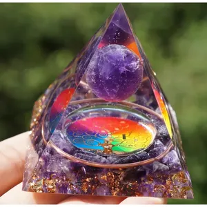 Pirámide de Orgón de Amatista de 50 mm, Hecha a Mano, Piedra Preciosa Curativa, Regalo, Venta al por Mayor - Product Image 1