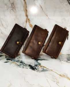 Custom Genuine <b>Leather</b> <b>Men</b> Wallet Genuine Cow Long Style Travel Wallet <b>Leather</b> <b>Purse</b> Crazy Horse <b>Leather</b> Business <b>Purse</b> - Product Image 1