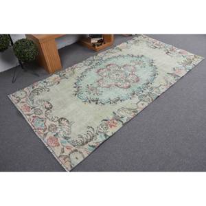 Alfombra de lana azul verde vintage, alfombra clásica de 4,1x8,2 pies, área grande, patrón de pasillo rectangular turco, algas marinas para sala de estar - Product Image 2