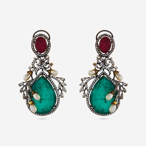 Boucles d'oreilles pendantes en zircon, style vintage et tendance, design goutte d'eau et pompon, plaqué or, alliage de zinc, pour fête ou cadeau - Product Image 1