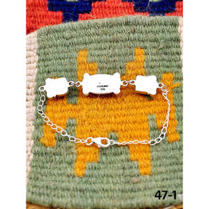 Southwest Handmade Cultural Collectible Santa Maria <b>Bracelet</b> with <b>White</b> Buffalo & Sterling Silver - Product Image 4