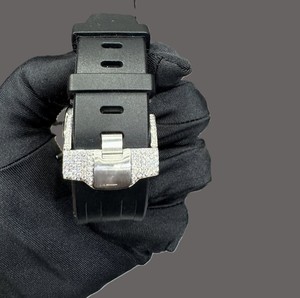 Montre automatique analogique Miyota avec mouvement automatique, bracelet en caoutchouc, boîtier en acier inoxydable, cadran noir saphir, cristal saphir, moissanite taille charme d'affaires, qualité D/VVS - Product Image 5