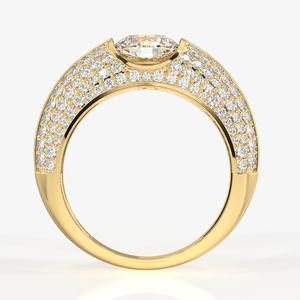 Ajuste de punta de diamante de laboratorio de forma redonda de 2,5 quilates con acento lateral banda de boda VVS VS Clarity DEF Color en oro de 10K para hombres - Product Image 3