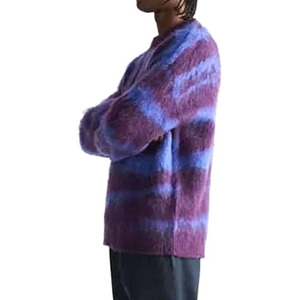 Pull en mohair texturé pour homme avec col rond et manches longues, pull en mohair pour homme avec ourlet côtelé - Product Image 3