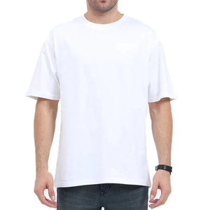 Camiseta Oversize con Hombros Caídos, Lisa, Estilo Urbano, para Hombre, Tejido de Algodón, Corte Holgado - Product Image 1