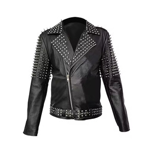 Vêtements décontractés veste en cuir clouté parfait pour la mode 2025 vente chaude produit tendance vêtements de motard vestes en cuir pour hommes - Product Image 1