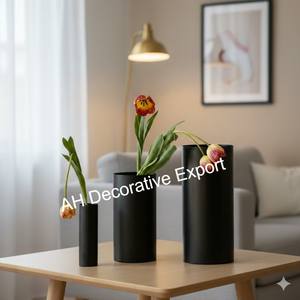 Vases cylindriques en métal de luxe modernes et coffrets à chapeaux décoratifs en gros, ensemble rose poudré et blanc pour arrangements floraux - Product Image 5