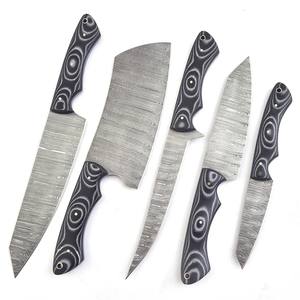 Ensemble de couteaux de chef en acier Damas à cinq pièces Nordic Forge, manches en Micarta, fabrication artisanale OEM personnalisée, couteaux de cuisine à lame pleine 67 couches - Product Image 1
