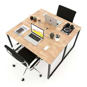 Escritorio Modular HBMN011 para 2 Personas, 120x120cm, Diseño Moderno Minimalista en Forma de L, Madera de Caucho con Patas de Montaje, para Oficina en Casa - Product Image 2
