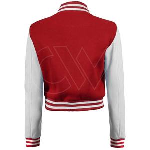 Chaquetas universitarias recortadas para mujer Chaquetas universitarias informales vintage de béisbol personalizadas de lana de alta calidad OEM Diseño 2024 - Product Image 3