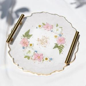 Designer resin <b>tray</b> with metal handle suitable for elegant living room kitchen dining table <b>decor</b> serving - Product Image 2